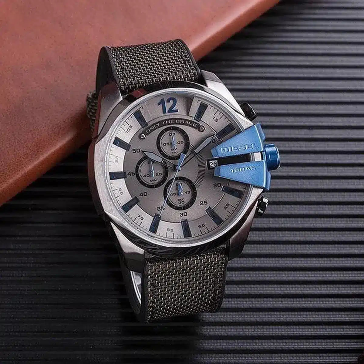  Shop Authentic Diesel Mega Chief Chronograph Black Dial Black Leather Strap Watch For Men - DZ4500 - Luxxuri