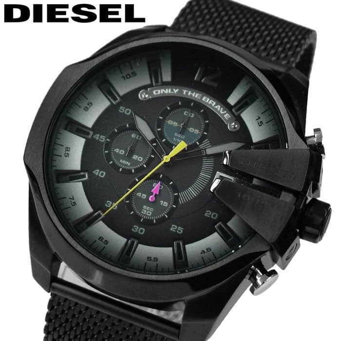  Shop Authentic Diesel Mega Chief Chronograph Black Dial Black Mesh Bracelet Watch For Men - DZ4514 - Luxxuri