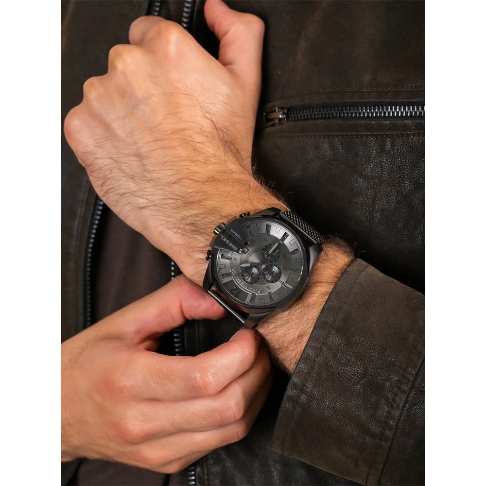  Shop Authentic Diesel Mega Chief Chronograph Black Dial Black Steel Strap Watch For Men - DZ4527 - Luxxuri