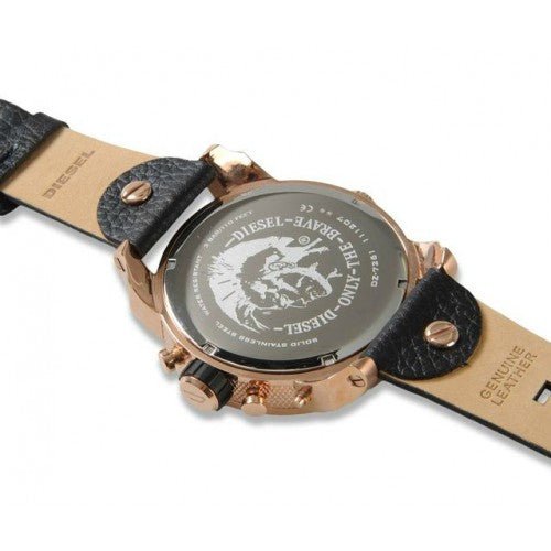  Shop Authentic Diesel Big Daddy Gold & Black Dial Black Leather Strap Watch For Men - DZ7261 - Luxxuri