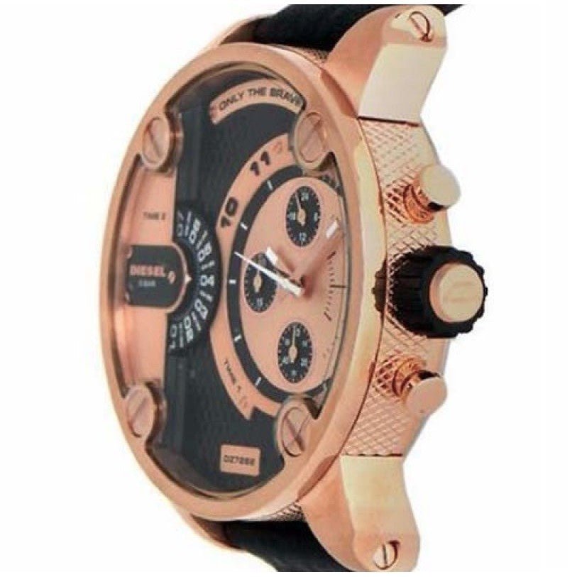  Shop Authentic Diesel Little Daddy Black & Gold Dial Black Leather StrapWatch For Men - DZ7282 - Luxxuri