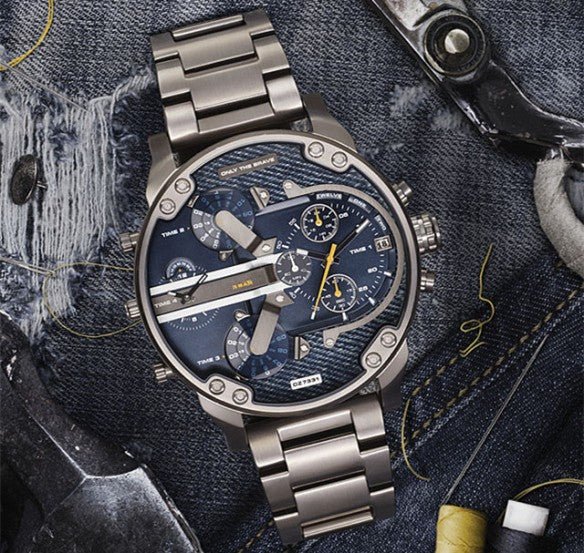  Shop Authentic Diesel Big Daddy 2.0 Blue Dial Grey Stainless Strap Watch For Men - DZ7331 - Luxxuri