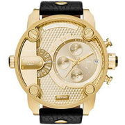  Shop Authentic Diesel Mr Daddy Gold Dial Black Leather Strap Watch For Men - DZ7363 - Luxxuri