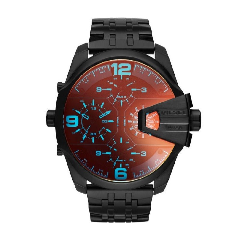  Shop Authentic Diesel Uber Chief Chronograph Red Dial Black Steel Strap Watch For Men - DZ7373 - Luxxuri
