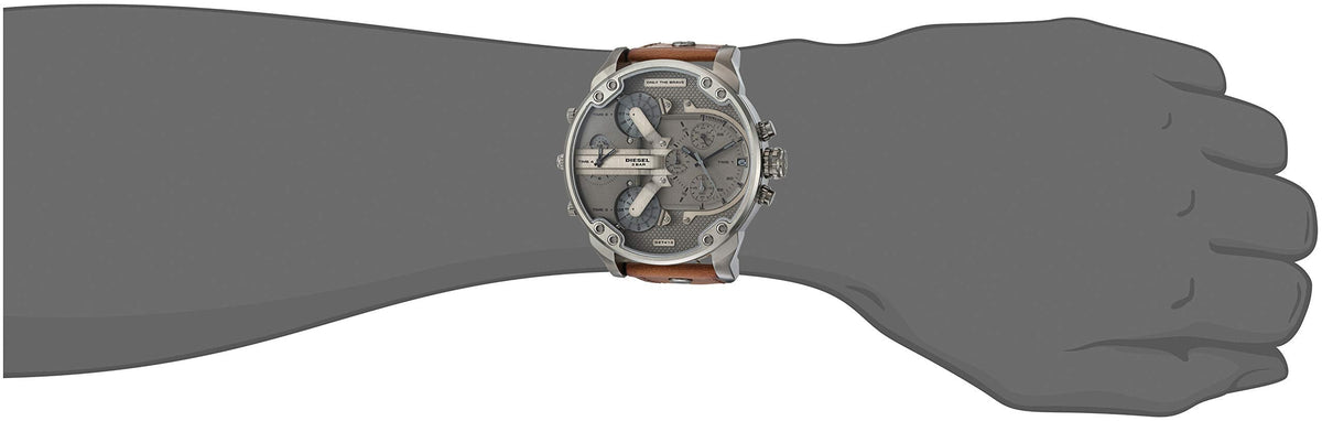  Shop Authentic Diesel Mr Daddy Quartz Grey Dial Brown Leather Strap Watch For Men - DZ7413 - Luxxuri