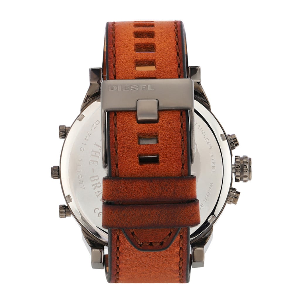  Shop Authentic Diesel Mr Daddy Quartz Grey Dial Brown Leather Strap Watch For Men - DZ7413 - Luxxuri