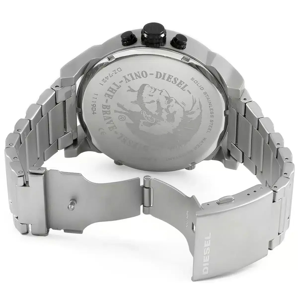  Shop Authentic Diesel Mr. Daddy Chronograph Silver Dial Silver Steel Strap Watch For Men - DZ7421 - Luxxuri