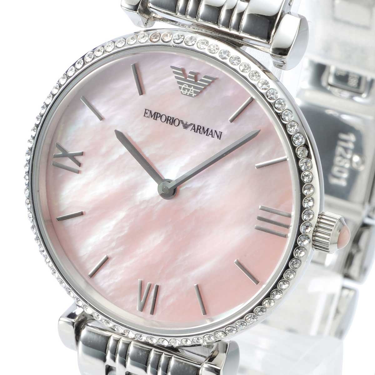  Shop Authentic Emporio Armani Classic Gianni T Bar Crystals Pink Dial Silver Steel Strap Watch For Women - AR1781 - Luxxuri
