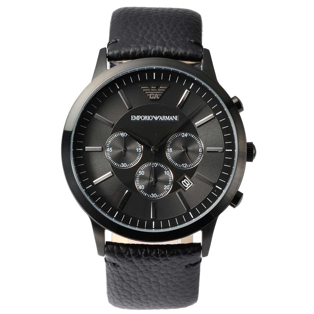  Shop Authentic Emporio Armani Sportivo Chronograph Black Dial Black Leather Strap Watch For Men - AR2461 - Luxxuri