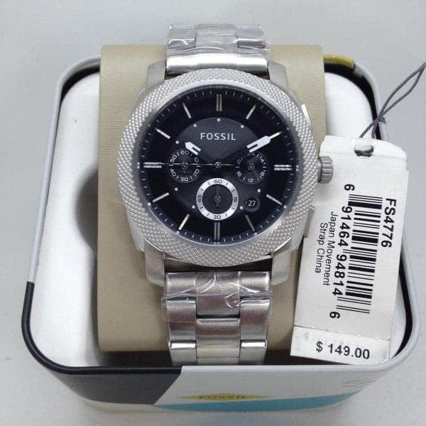  Shop Authentic Fossil Machine Chronograph Black Dial Silver Steel Strap Watch for Men - FS4776 - Luxxuri
