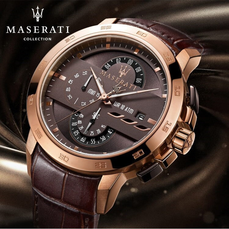  Shop Authentic Maserati Ingegno Chronograph Brown Dial Brown Leather Strap Watch For Men - R8871619001 - Luxxuri