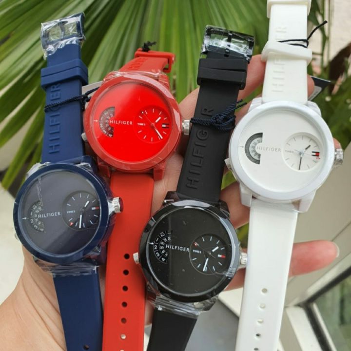  Shop Authentic Tommy Hilfiger Denim Red Dial Red Rubber Strap Watch for Men - 1791557 - Luxxuri