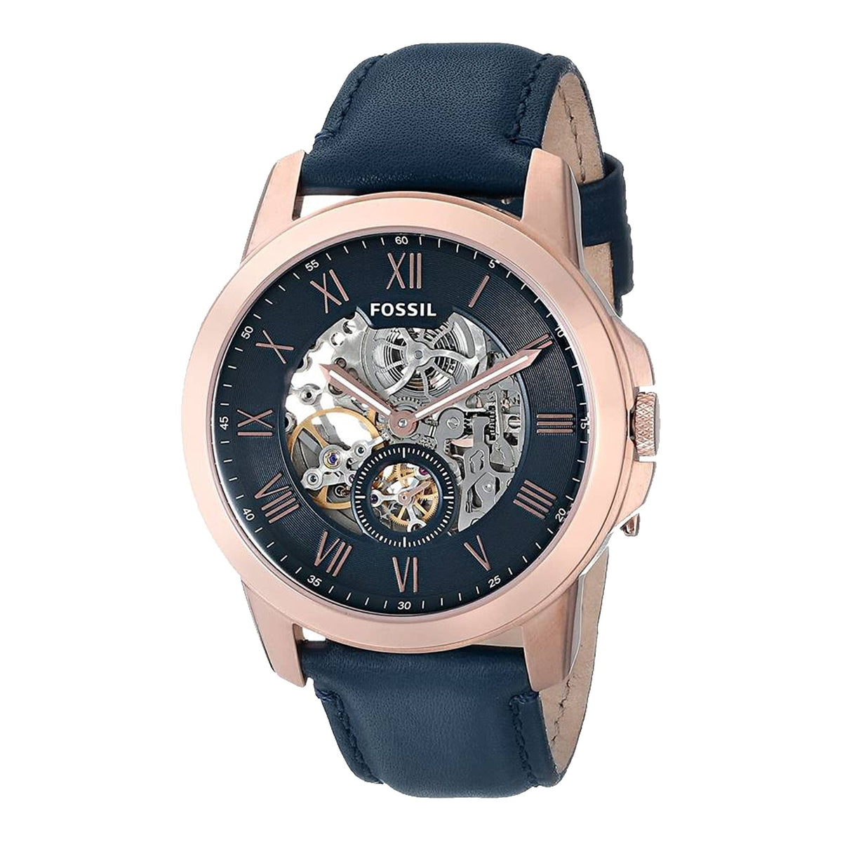  Shop Authentic Fossil Grant Mechanical Blue Dial Blue Leather Strap Watch for Men - ME3054 - Luxxuri