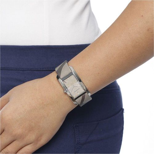  Shop Authentic Burberry Nova Check Silver Dial Two Tone Leather Strap Watch For Women - BU9404 - Luxxuri