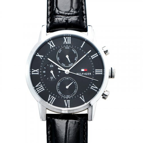  Shop Authentic Tommy Hilfiger Kane Quartz Black Dial Black Leather Strap Watch for Men - 1791401 - Luxxuri