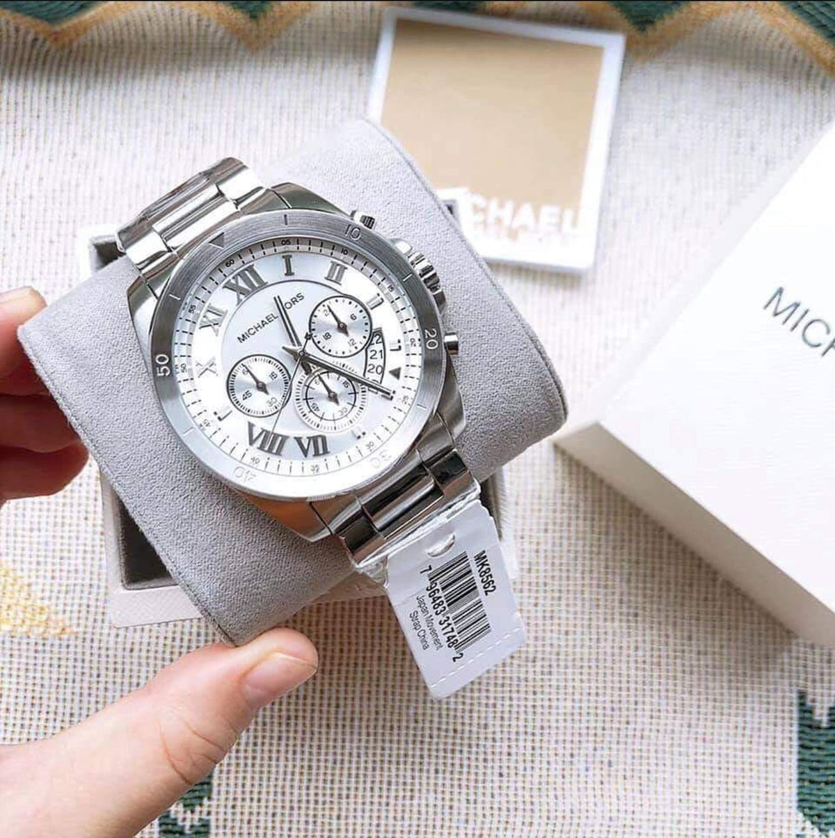  Shop Authentic Michael Kors Brecken Chronograph Silver Dial Silver Steel Strap Watch For Women - MK8562 - Luxxuri