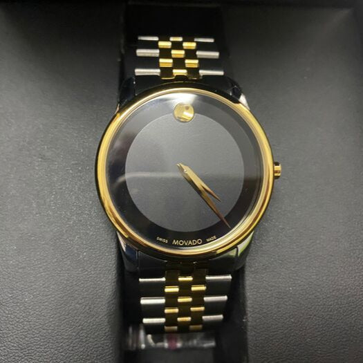  Shop Authentic Movado Museum Classic Black Dial Two Tone Steel Strap Watch For Women - 0606605 - Luxxuri