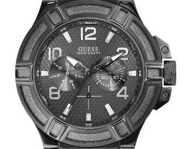  Shop Authentic Guess Rigor Analog Black Dial Black Leather Strap Watch For Men - W0040G1 - Luxxuri