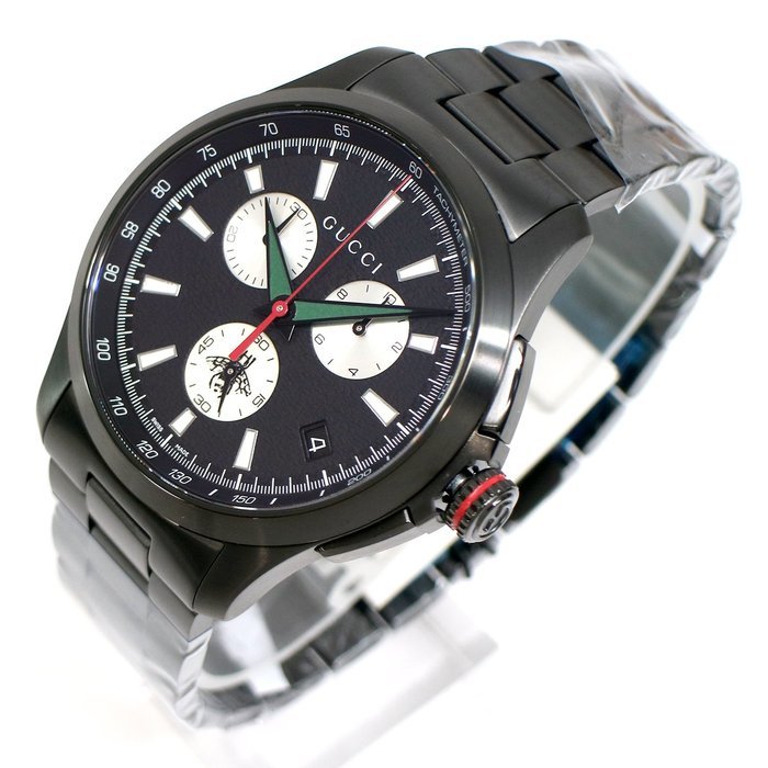  Shop Authentic Gucci G-Timeless Chronograph Black Dial Black Steel Strap Watch For Men - YA126268 - Luxxuri