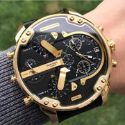  Shop Authentic Diesel Mr Daddy Black & Gold Dial Black Leather Strap Watch For Men - DZ7371 - Luxxuri