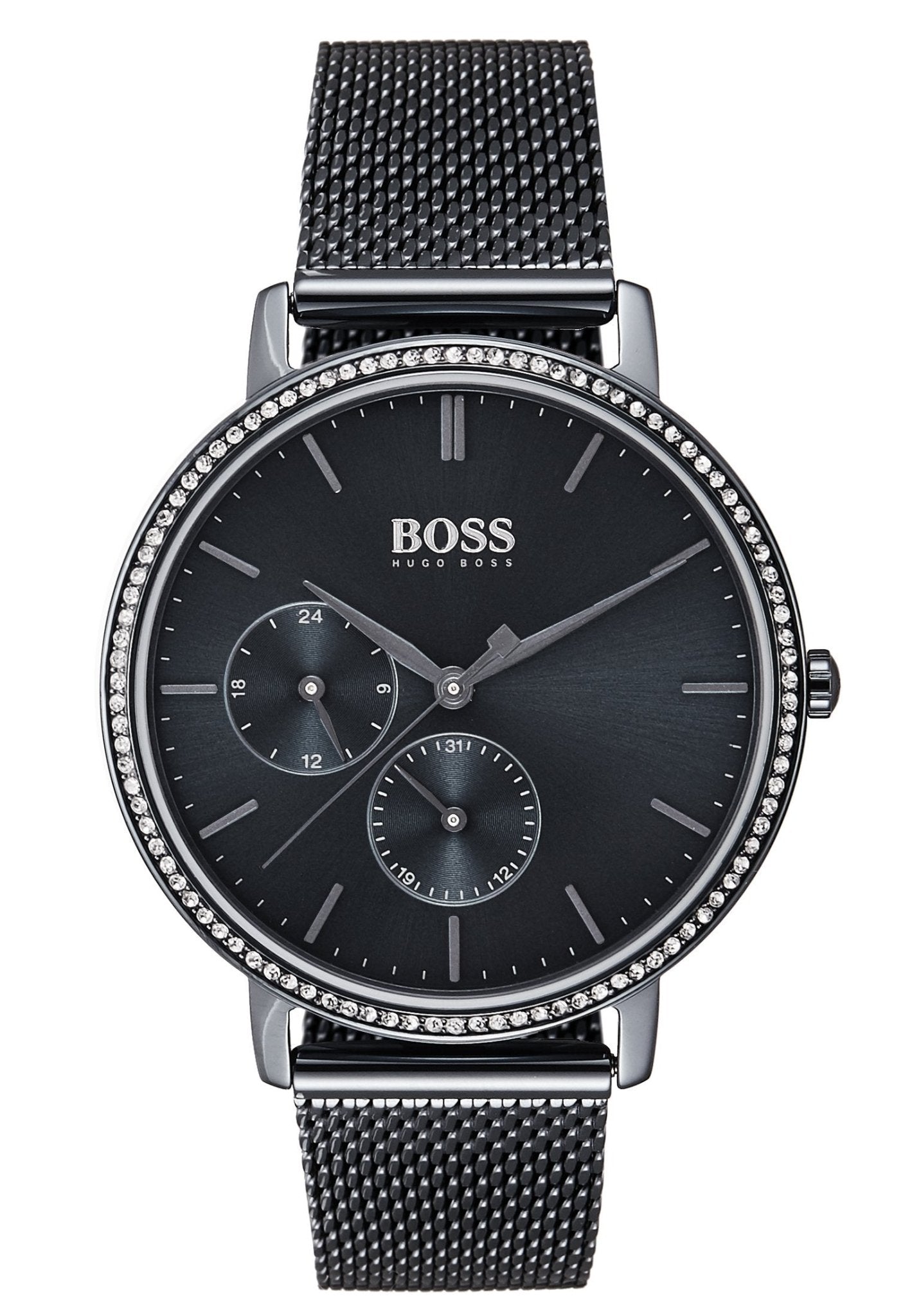  Shop Authentic Hugo Boss Infinity Black Dial Black Mesh Bracelet Watch for Women -1502521 - Luxxuri