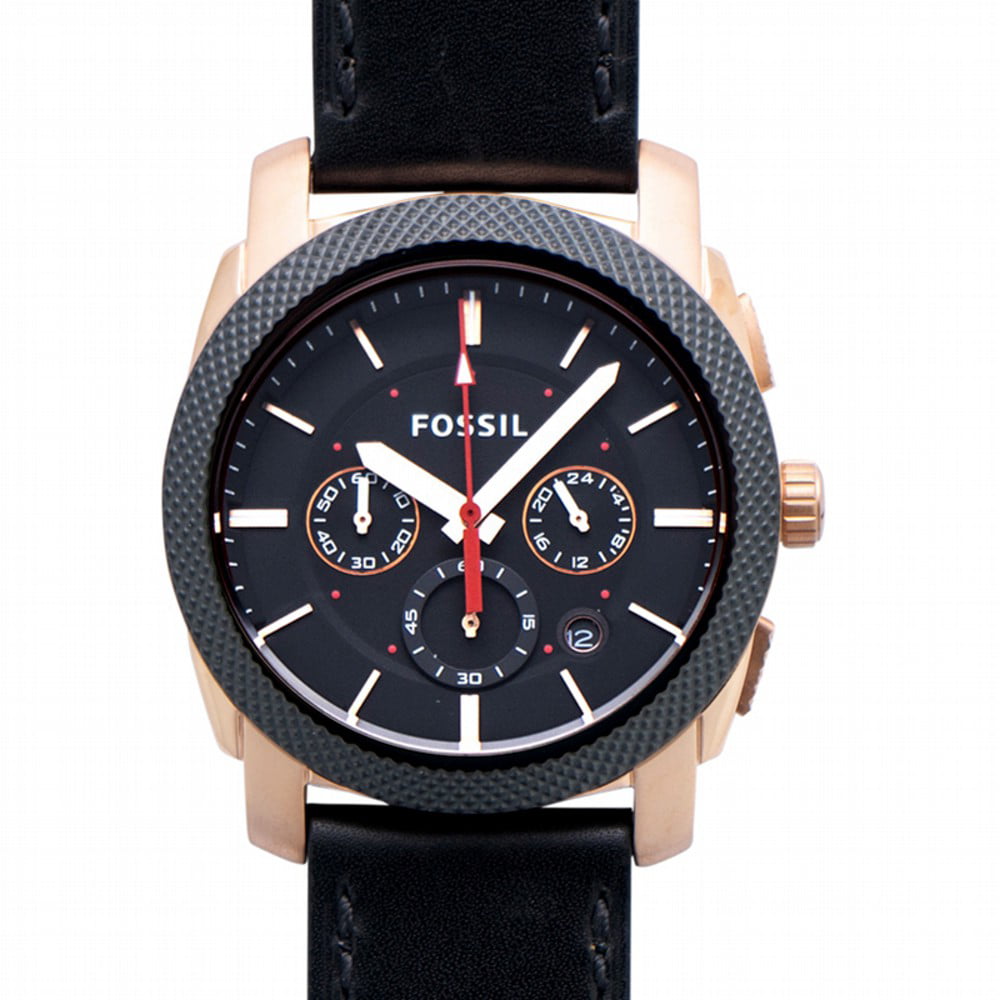  Shop Authentic Fossil Machine Chronograph Black Dial Black Leather Strap Watch for Men - FS5120 - Luxxuri