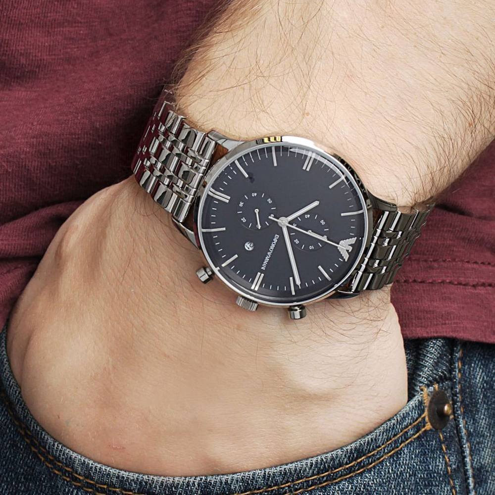  Shop Authentic Emporio Armani Gianni Chronograph Blue Dial Silver Steel Strap Watch For Men - AR1648 - Luxxuri