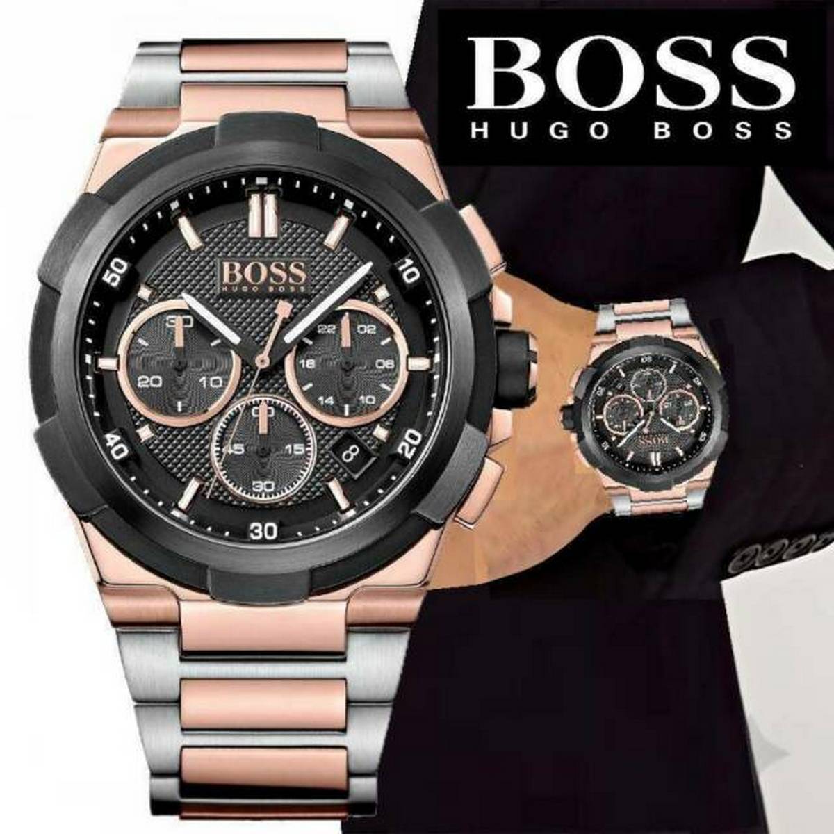  Shop Authentic Hugo Boss Supernova Black Dial Two Tone Steel Strap Watch for Men - 1513358 - Luxxuri