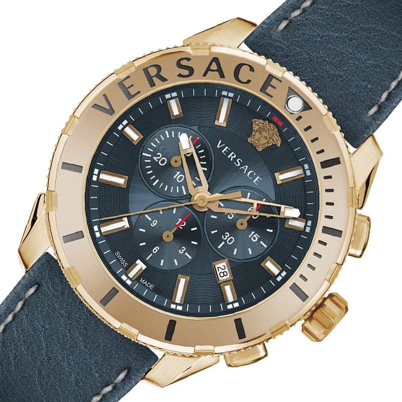  Shop Authentic Versace Casual Chronograph Blue Dial Blue Leather Strap Watch for Men - VERG004-18 - Luxxuri