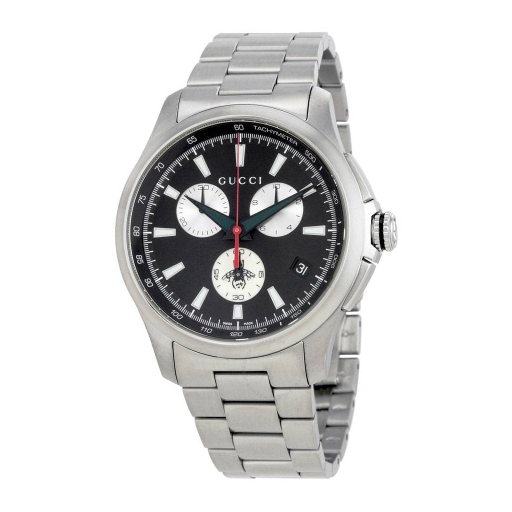  Shop Authentic Gucci G-Timeless Chronograph Black Dial Silver Steel Strap Watch For Men - YA126267 - Luxxuri