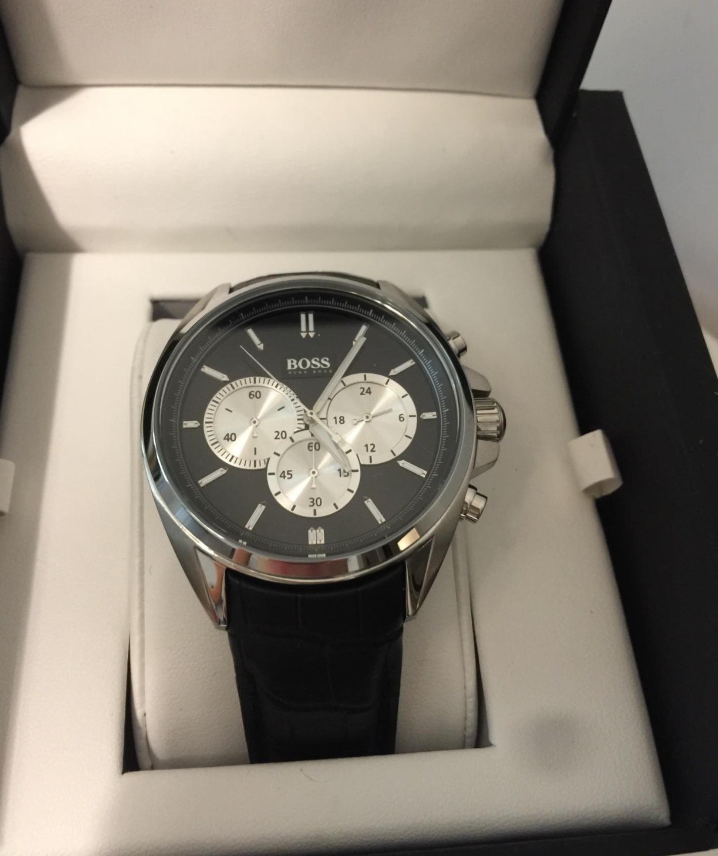  Shop Authentic Hugo Boss Driver Black Dial Black Leather Strap Watch for Men - 1512879 - Luxxuri