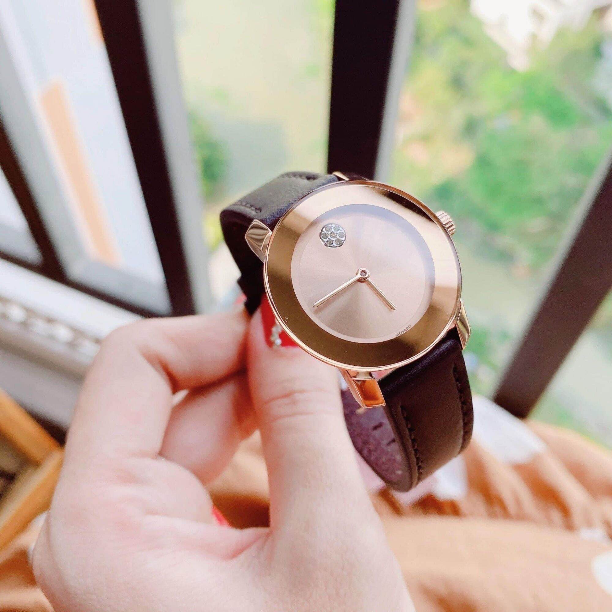  Shop Authentic Movado Bold Rose Gold Dial Brown Leather Strap Watch for Men - 3600395 - Luxxuri