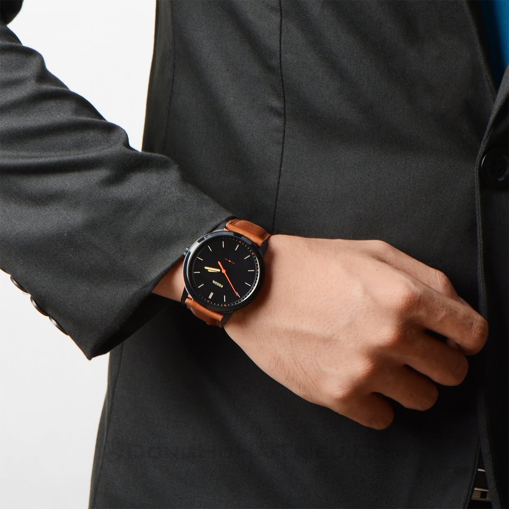  Shop Authentic Fossil The Minimalist Black Dial Brown Leather Strap Watch for Men - FS5305 - Luxxuri