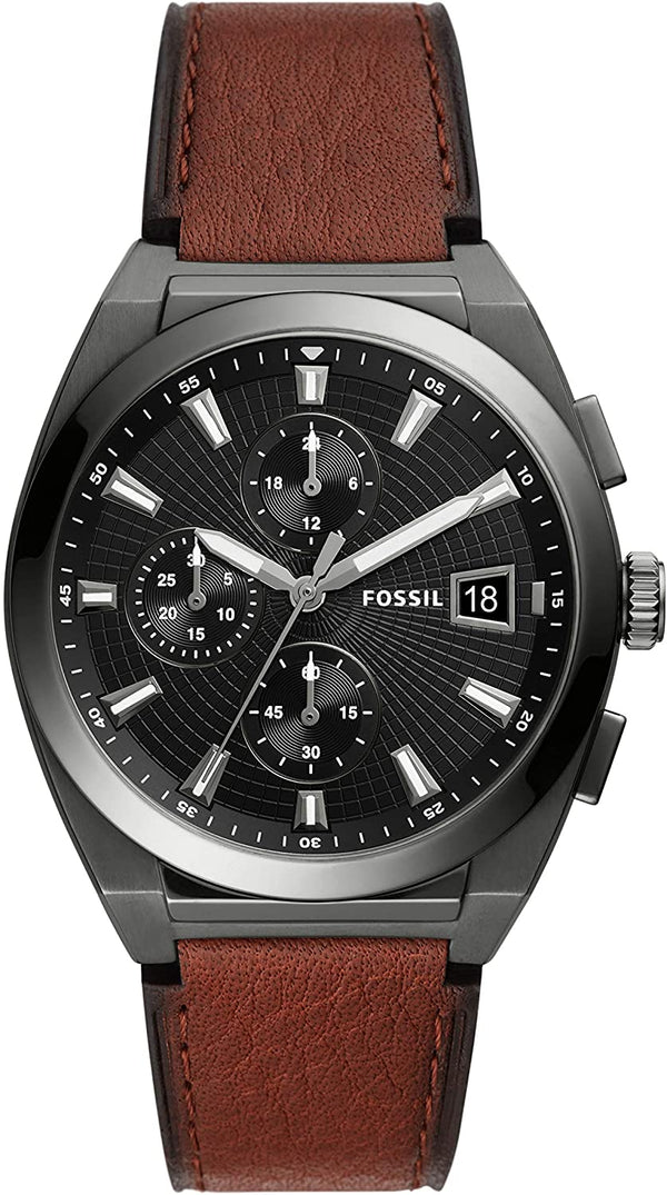  Shop Authentic Fossil Everett Chronograph Grey Dial Brown Leather Strap Watch for Men - FS5799 - Luxxuri