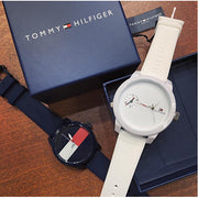  Shop Authentic Tommy Hilfiger Denim White Dial White Rubber Strap Watch for Men - 1791324 - Luxxuri