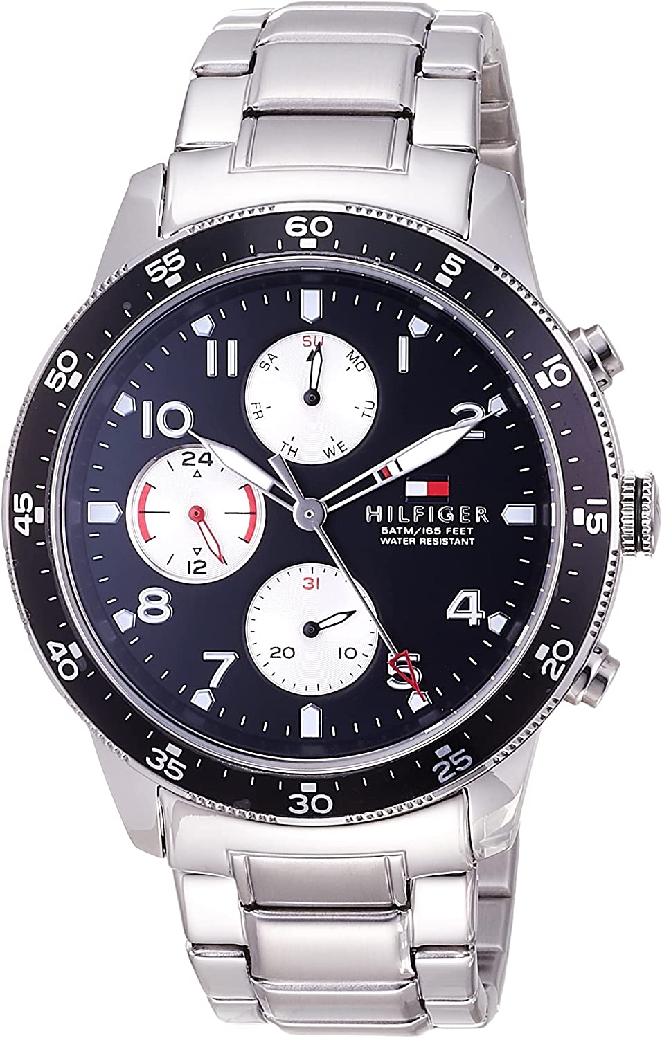  Shop Authentic Tommy Hilfiger Jimmy Multifunction Black Dial Silver Steel Strap Watch For Men  - 1791950 - Luxxuri