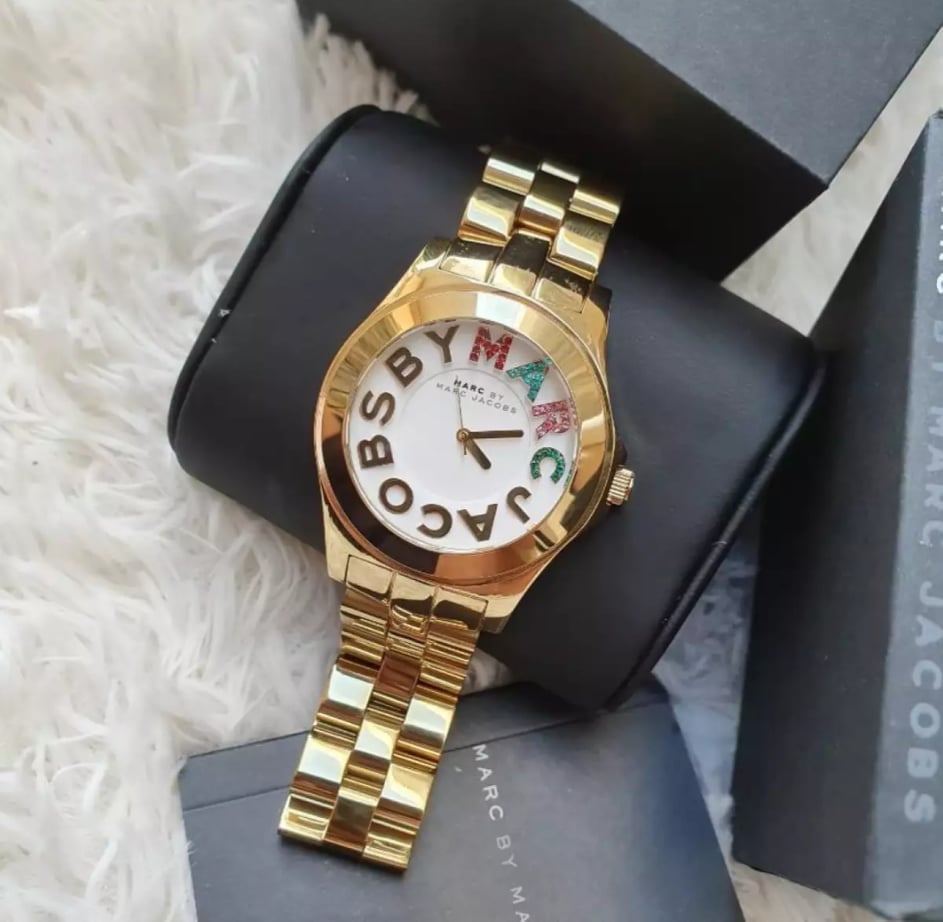  Shop Authentic Marc Jacobs Rivera White Dial Gold Steel Strap Watch for Women - MBM3137 - Luxxuri