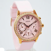  Shop Authentic Guess Solar Rose Gold Dial Pink Rubber Strap Watch For Women - W1135L2 - Luxxuri