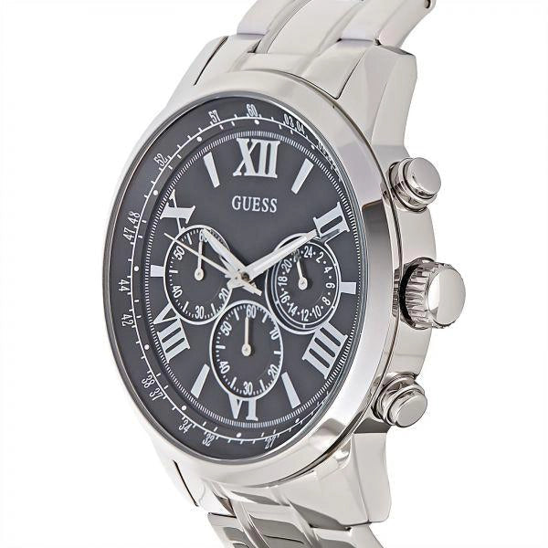  Shop Authentic Guess Horizon Chronograph Quartz Black Dial Silver Steel Strap Watch For Men - W0379G1 - Luxxuri