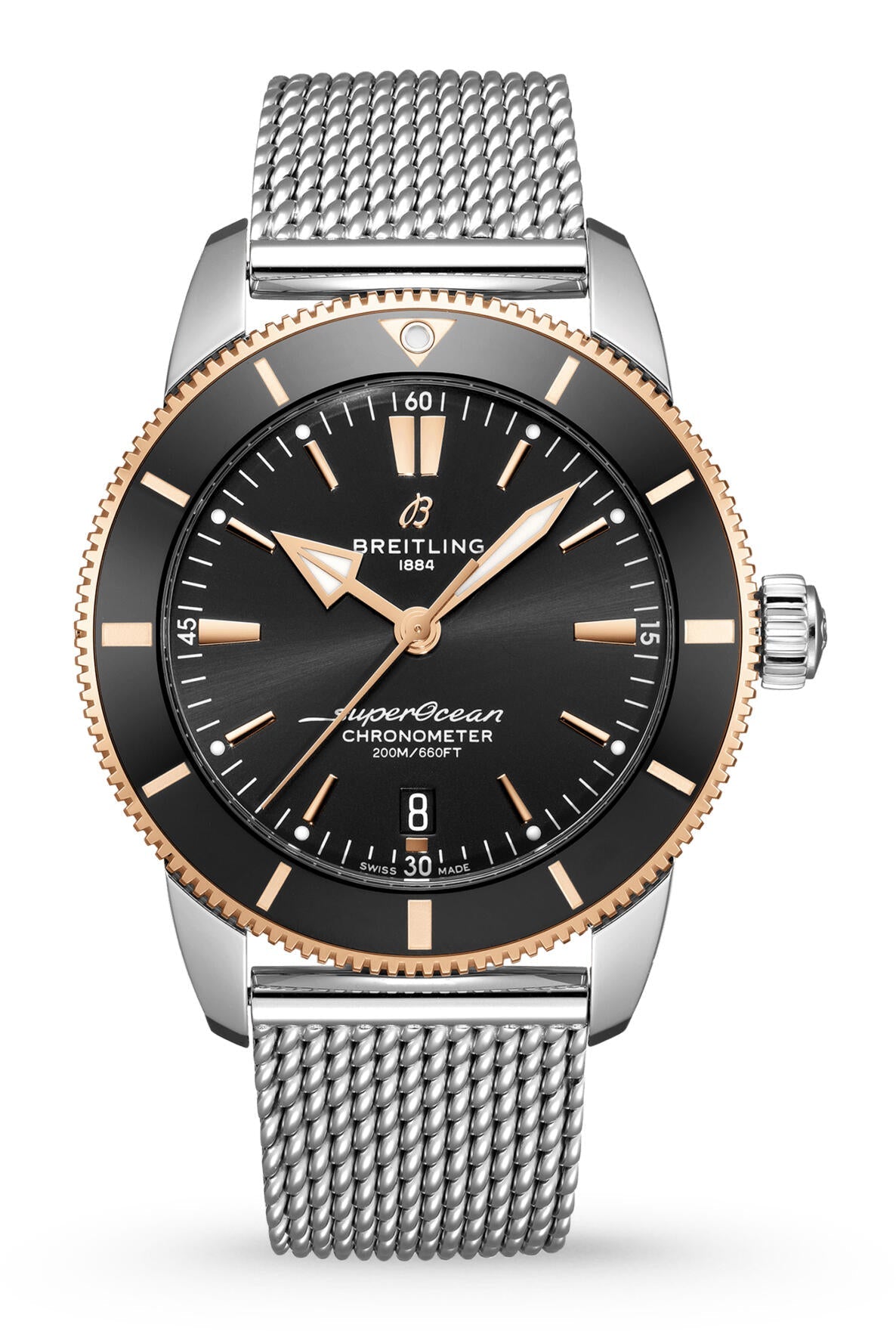  Shop Authentic Breitling Superocean Heritage B20 Automatic 44 Black Dial Silver Mesh Bracelet Watch for Men - UB2030121B1A1 - Luxxuri