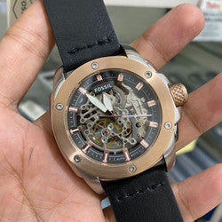  Shop Authentic Fossil Modern Machine Automatic Skeleton Dial Black Leather Strap Watch for Men - ME3082 - Luxxuri