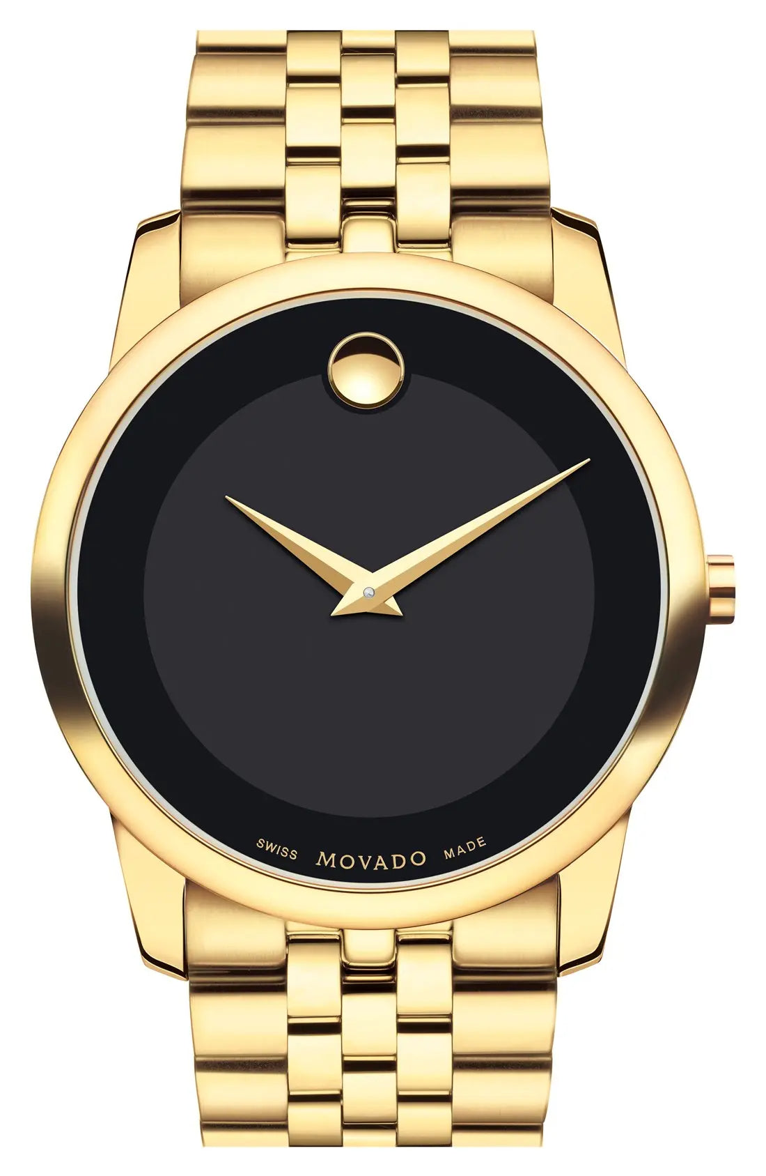  Shop Authentic Movado Museum Black Dial Gold Steel Strap Watch For Men - 606997 - Luxxuri