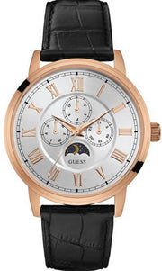  Shop Authentic Guess Delancy Quartz Silver Dial Black Leather Strap Watch For Men - W0870G2 - Luxxuri