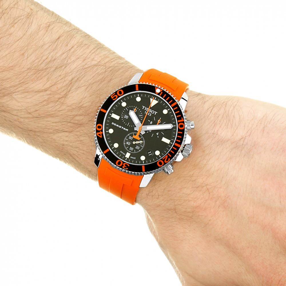  Shop Authentic Tissot Seastar 1000 Chronograph Black Dial Orange Rubber Strap Watch For Men - T120.417.17.051.01 - Luxxuri