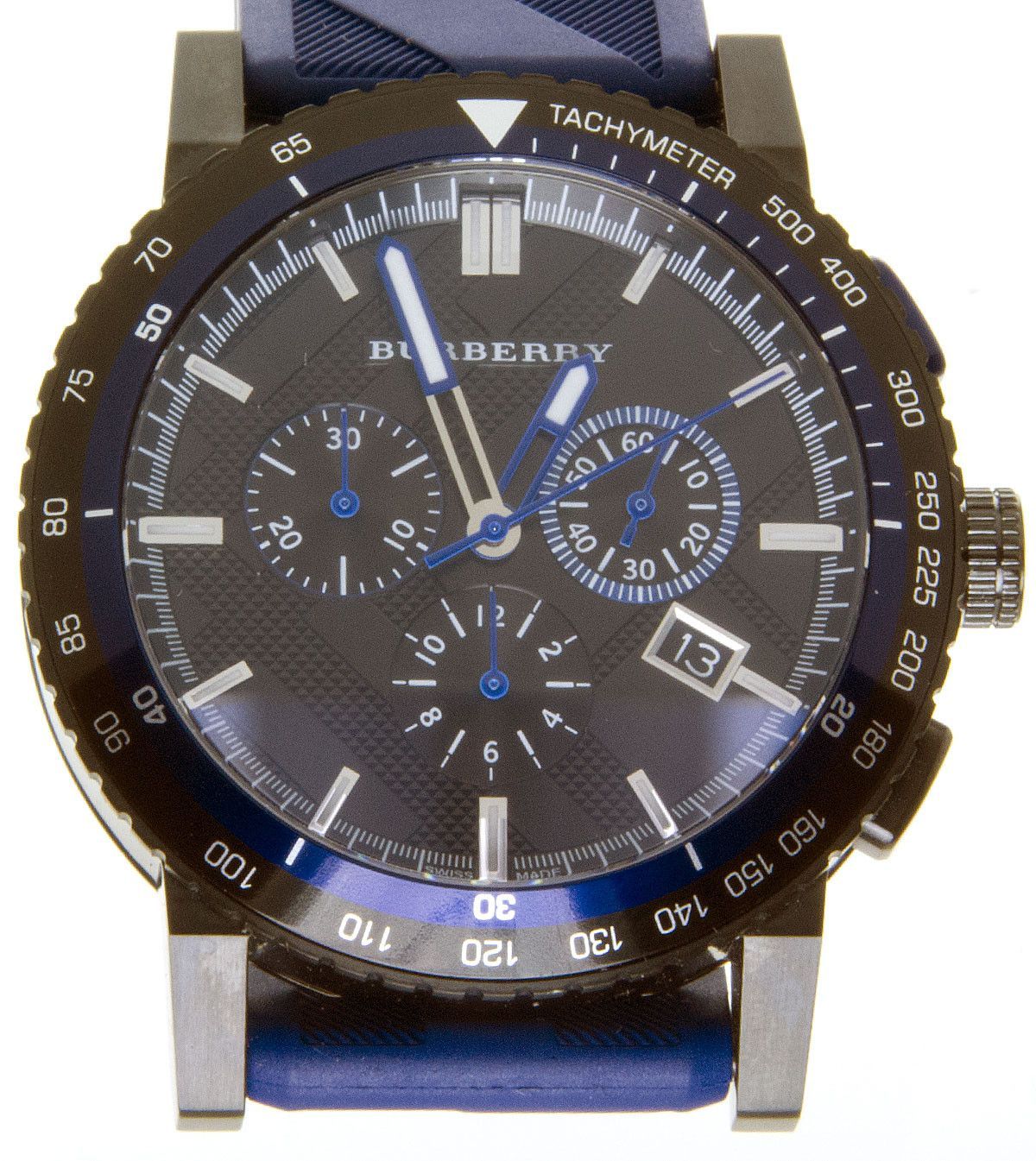  Shop Authentic Burberry The City Sport Chronograph Black Dial Blue Rubber Strap Watch For Men - BU9807 - Luxxuri