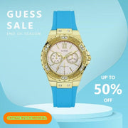  Shop Authentic Guess Limelight Crystal White Dial Light Blue Rubber Strap Watch for Women - W1053L6 - Luxxuri