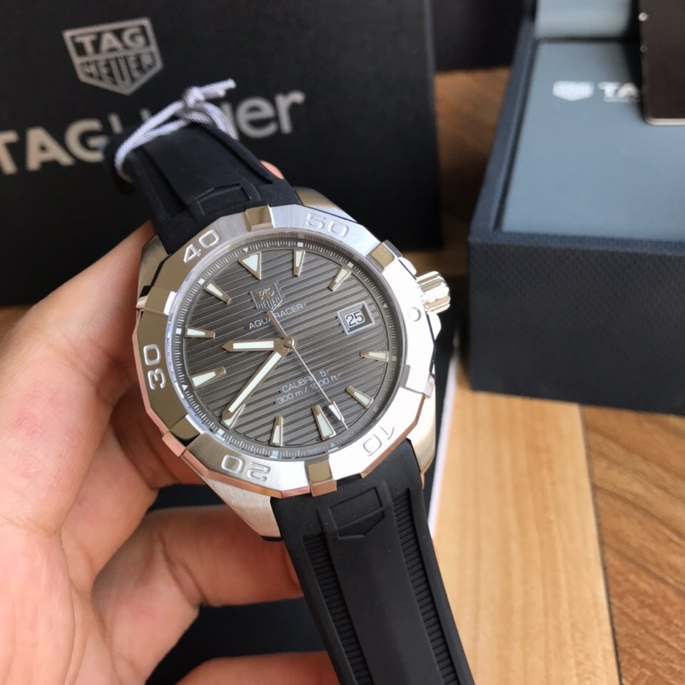  Shop Authentic Tag Heuer Aquaracer Caliber 5 Automatic Black Dial Black Rubber Strap Watch for Men - WAY2113.FT8021 - Luxxuri