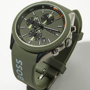  Shop Authentic Hugo Boss Velocity Chronograph Green Dial Green Rubber Strap Watch For Men - 1514060 - Luxxuri