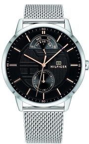  Shop Authentic Tommy Hilfiger Hunter Quartz Black Dial Silver Steel Strap Watch for Men - 1791610 - Luxxuri