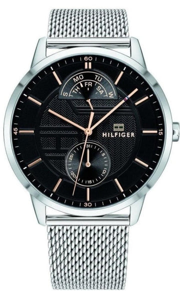 Shop Authentic Tommy Hilfiger Hunter Quartz Black Dial Silver Steel Strap Watch for Men - 1791610 - Luxxuri